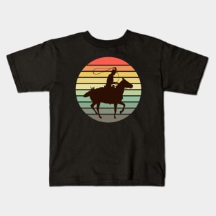 Cowboy Horseman Vintage Sunset Ride Kids T-Shirt